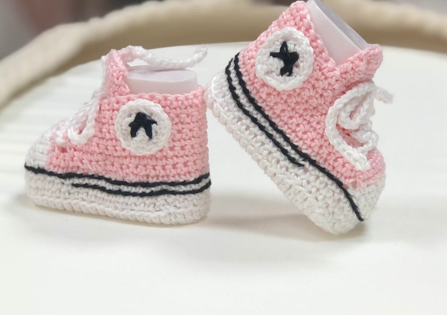 Pink & Blue Hand crochet sneakers made in Italy