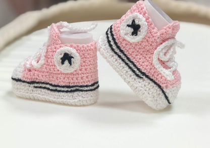Pink & Blue Hand crochet sneakers made in Italy