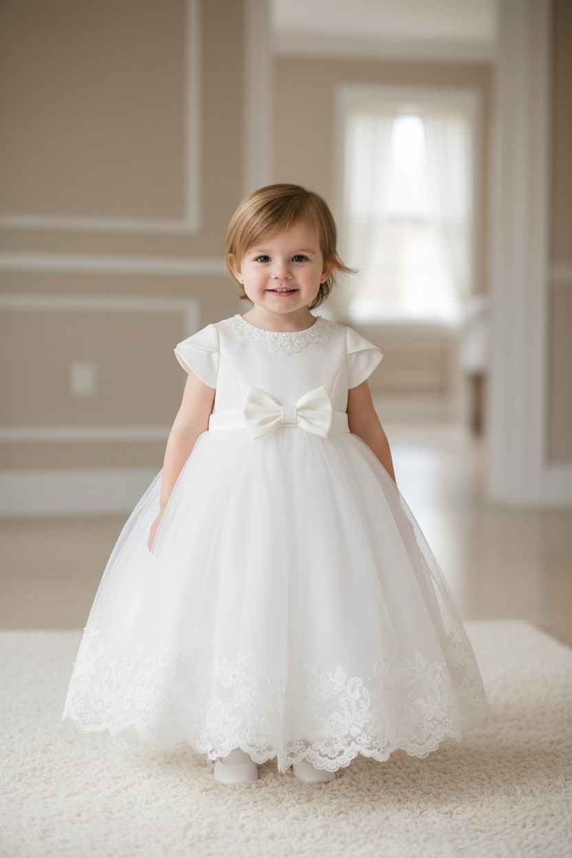 1st Birthday pink with ivory lace Dress by Sarah Louise 0701400