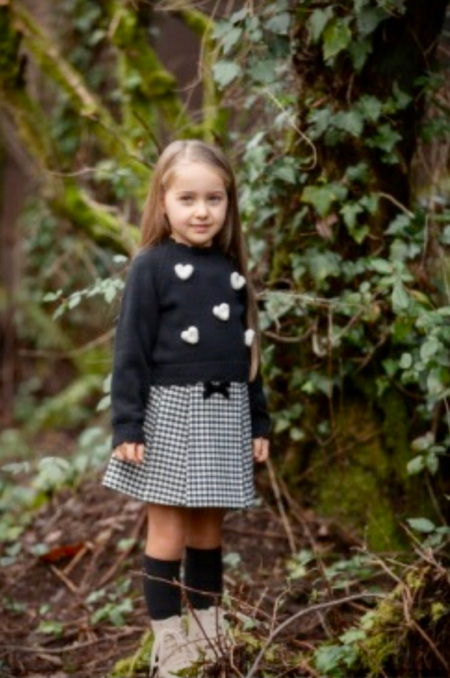 2pc black & white houndstooth skirt set