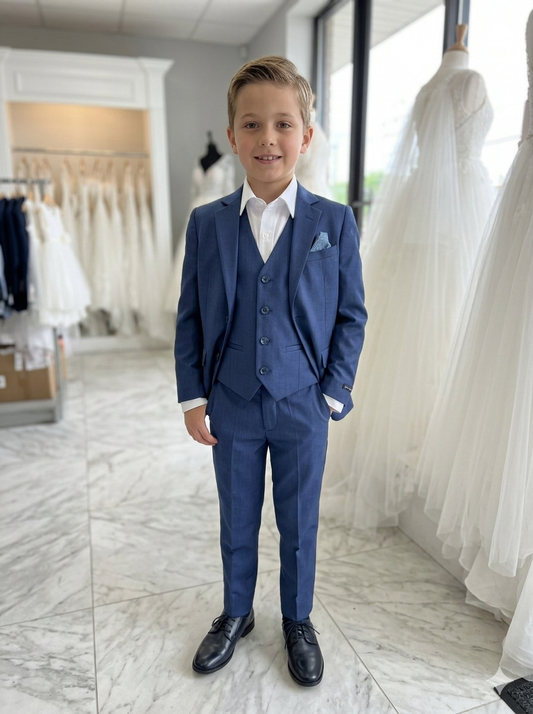 Navy Blue Boys Three-Piece Suit