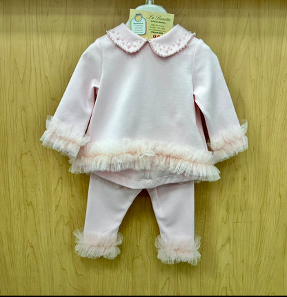 2pc cotton pink pants set made in Italy