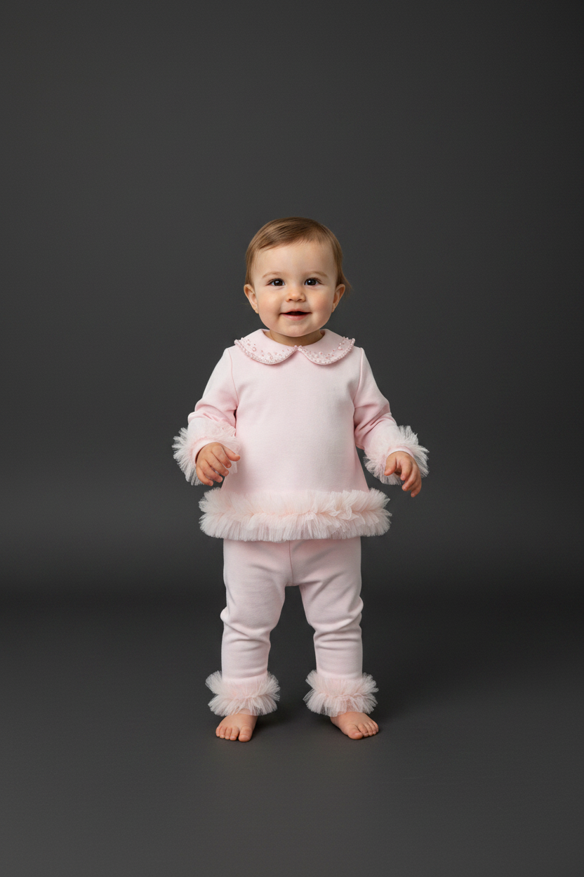 Pink  & Ruffles: Italian Cotton Baby Girl Set by Bimbalo