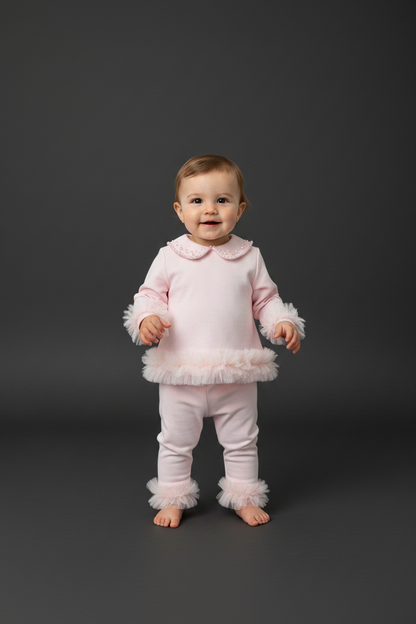 Pink  & Ruffles: Italian Cotton Baby Girl Set by Bimbalo