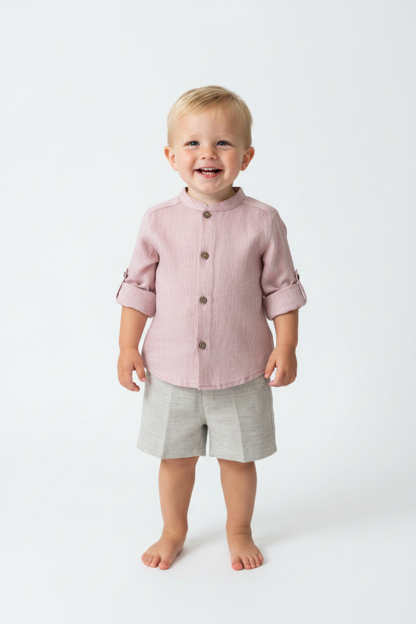 2pc boys linen shorts set 04220165