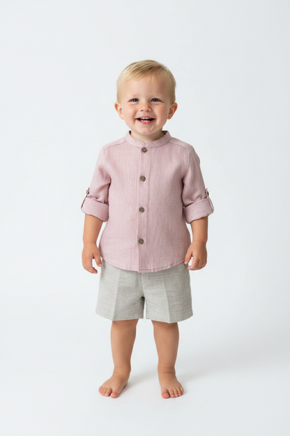 2pc boys linen shorts set 04220165