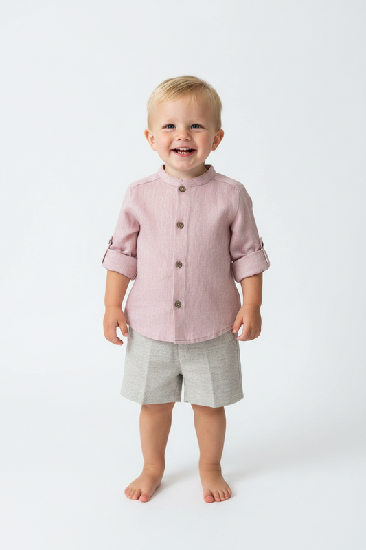 2pc boys linen shorts set 04220165