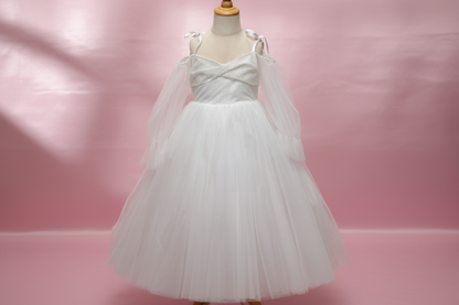 White Sleeveless Flower Girl Dress