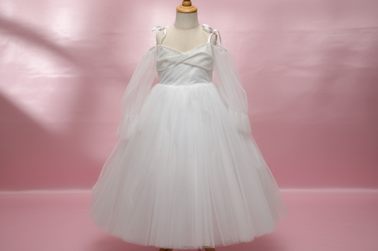 White Sleeveless Flower Girl Dress