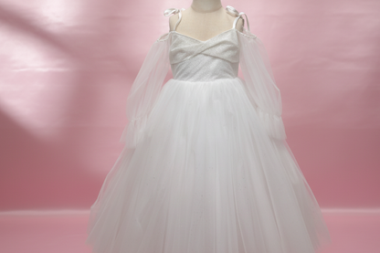 White Sleeveless Flower Girl Dress