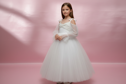 White Sleeveless Flower Girl Dress