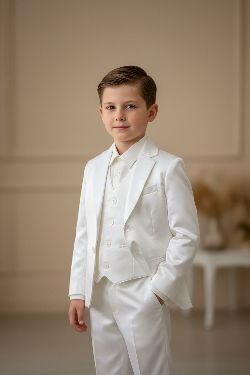Boys communion suit Diamond white Made In Italy