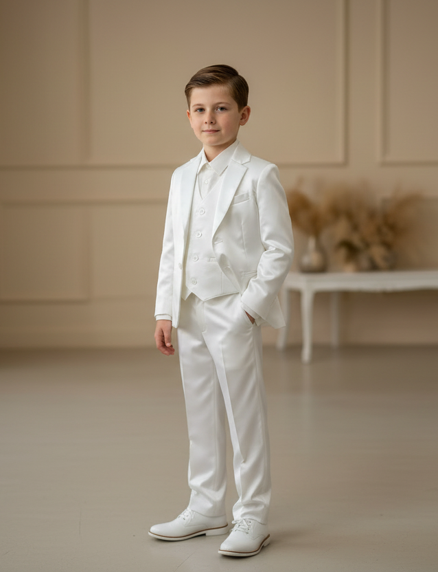 Boys communion suit Diamond white Made In Italy