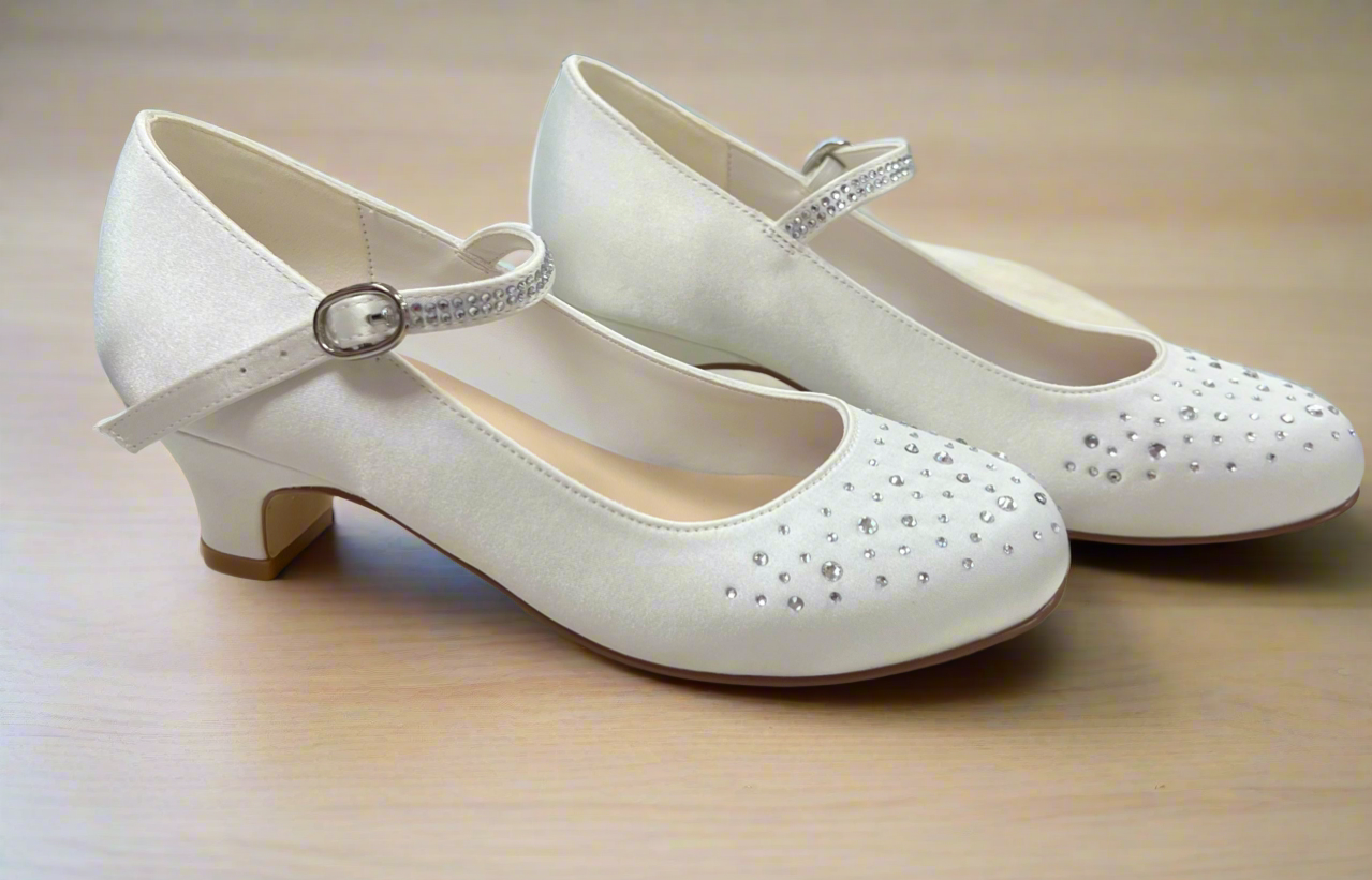 Silk satin  Rhinestone Communion shoes