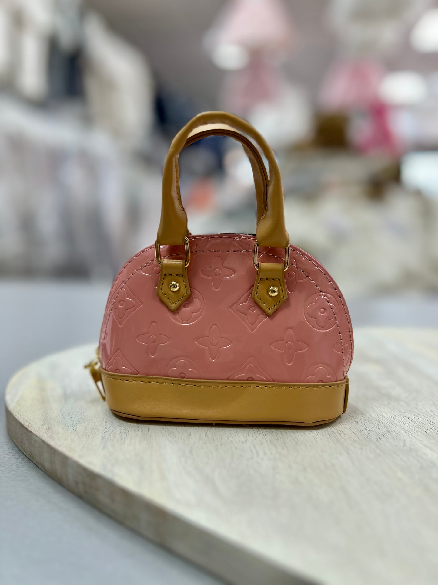 Pink and Tan Handbag