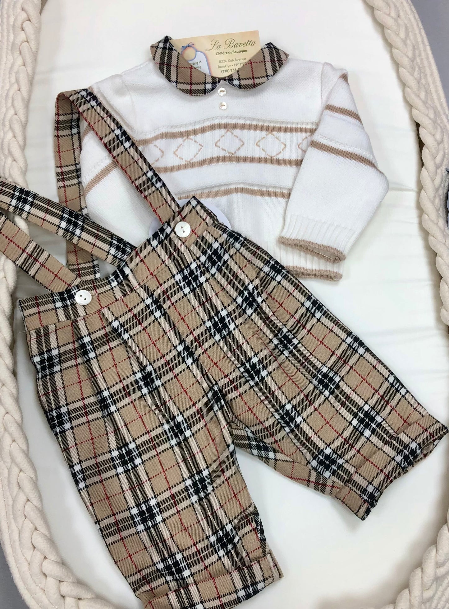Boys 2 pc plaid Romper
