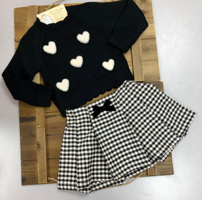 2pc black & white houndstooth skirt set