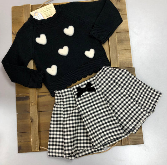 2pc black & white houndstooth skirt set