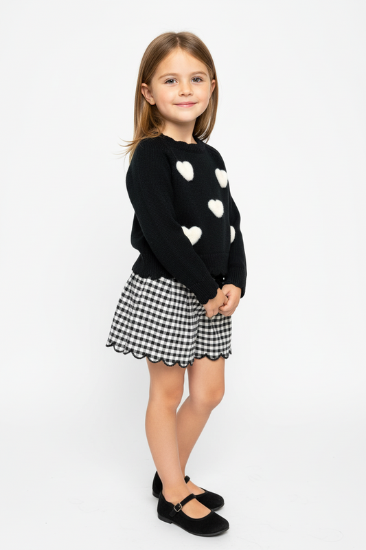 2pc black & white houndstooth skirt set