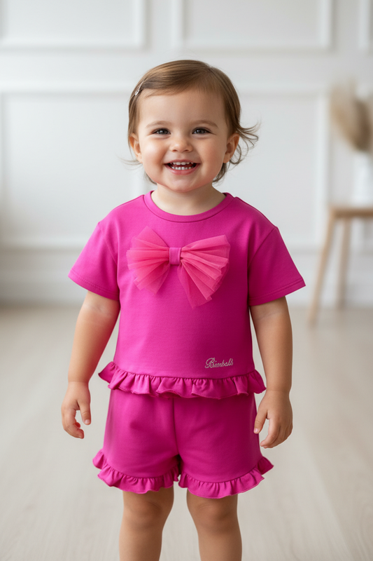 Hot pink shorts set made in Italy