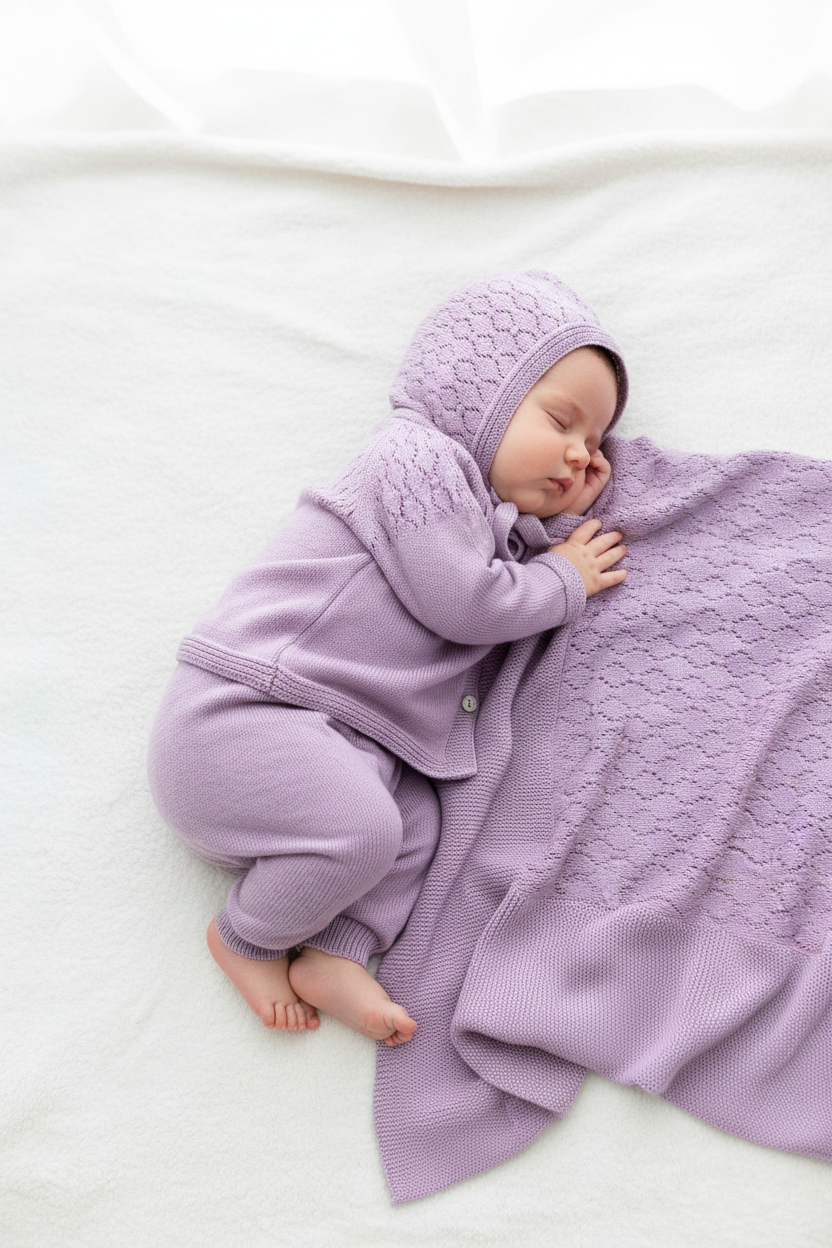 Baby Girls lavander   knit Sweater take me home set