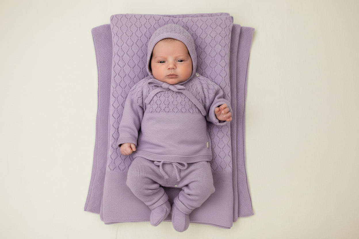 Baby Girls lavander   knit Sweater take me home set