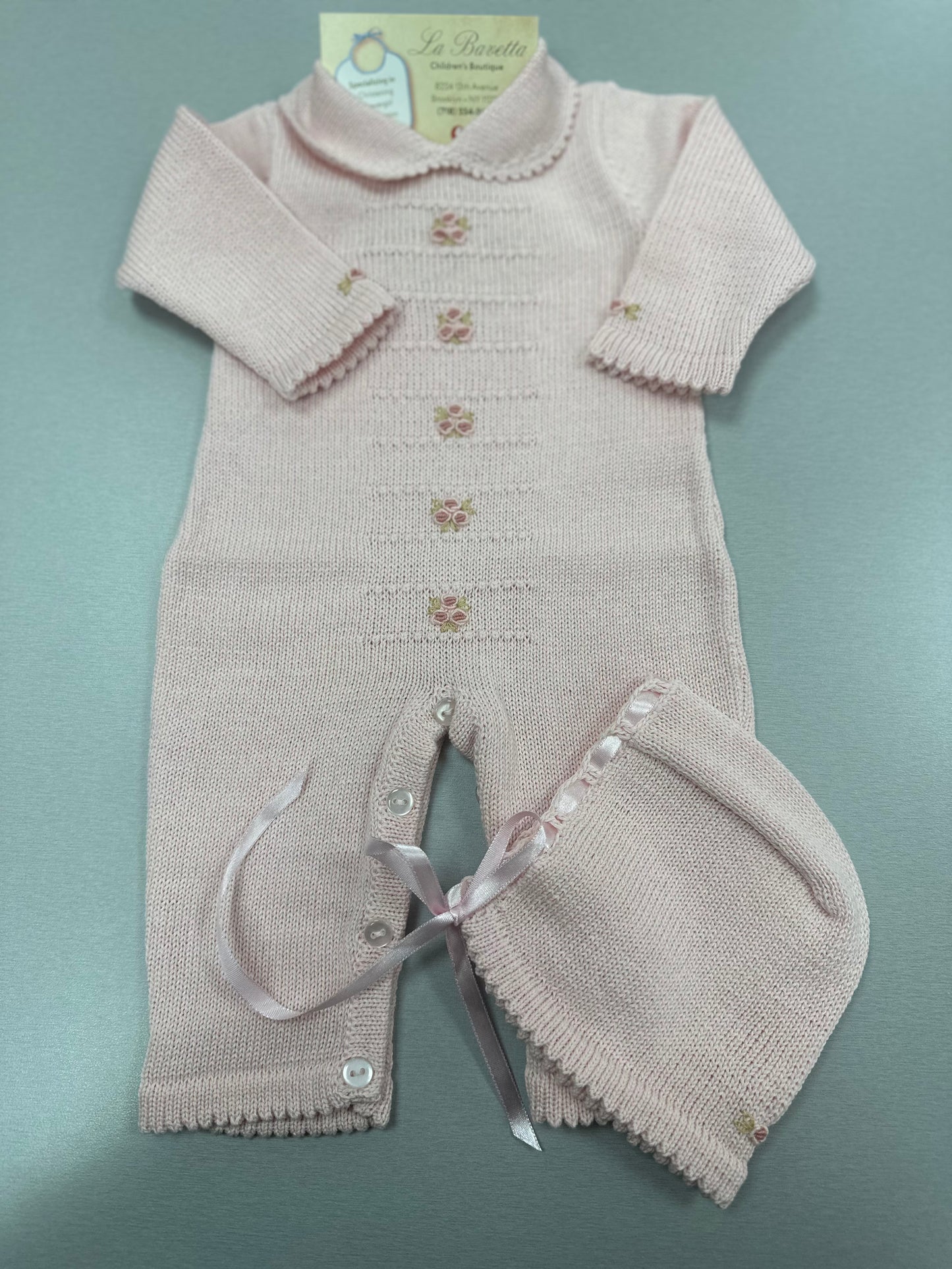 Flowers cotton knit baby girls romper