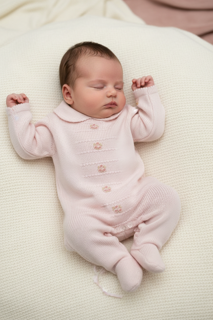 Flowers cotton knit baby girls romper