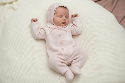 Flowers cotton knit baby girls romper
