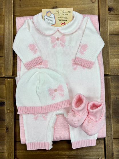 Bows & Bliss Knit Layette Set Made In Italy