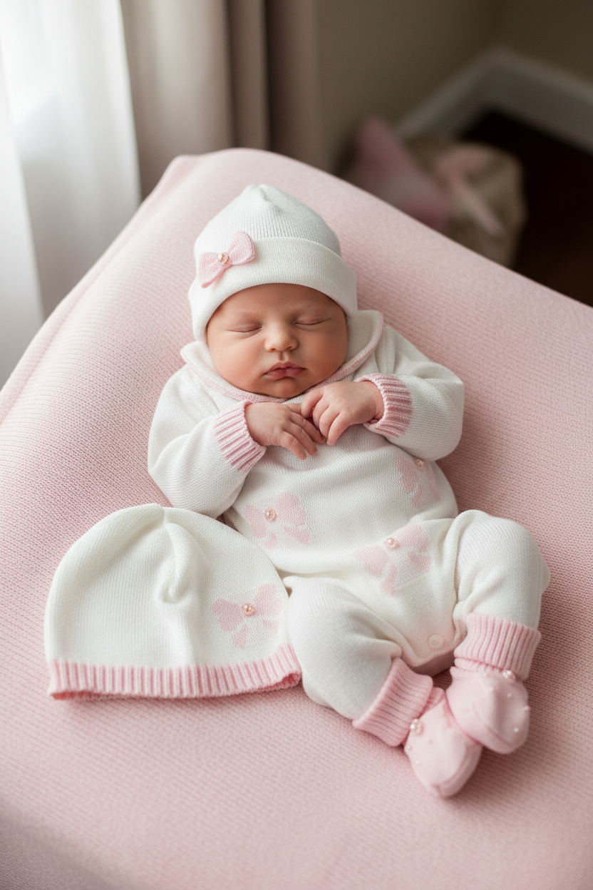 Bows & Bliss Knit Layette Set Made In Italy