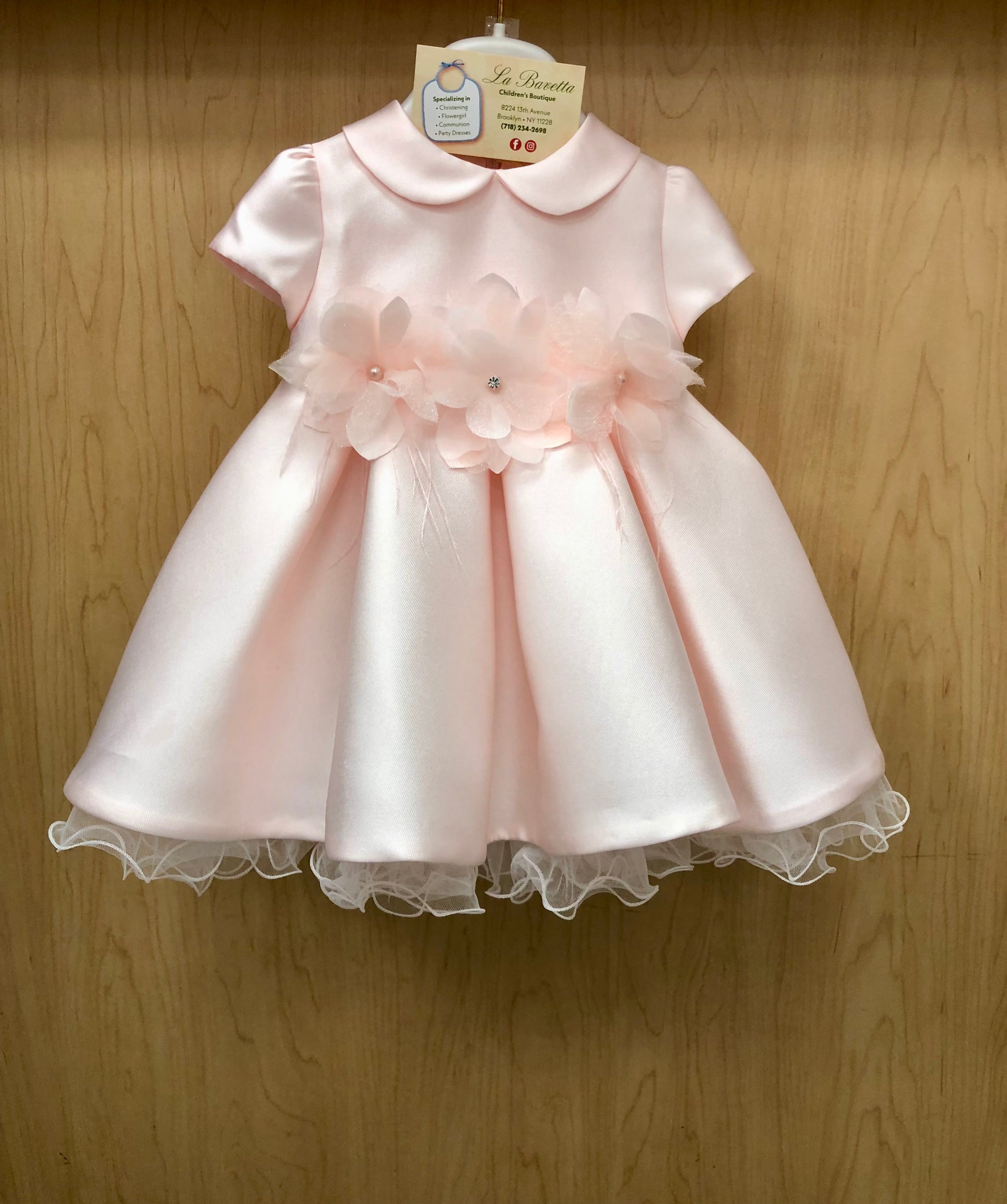 Bimbalo pink Dress with floral accents made in Italy 7638 – labavettainc Bimbalo pink Dress with floral accents made in Italy 7638 – labavettainc