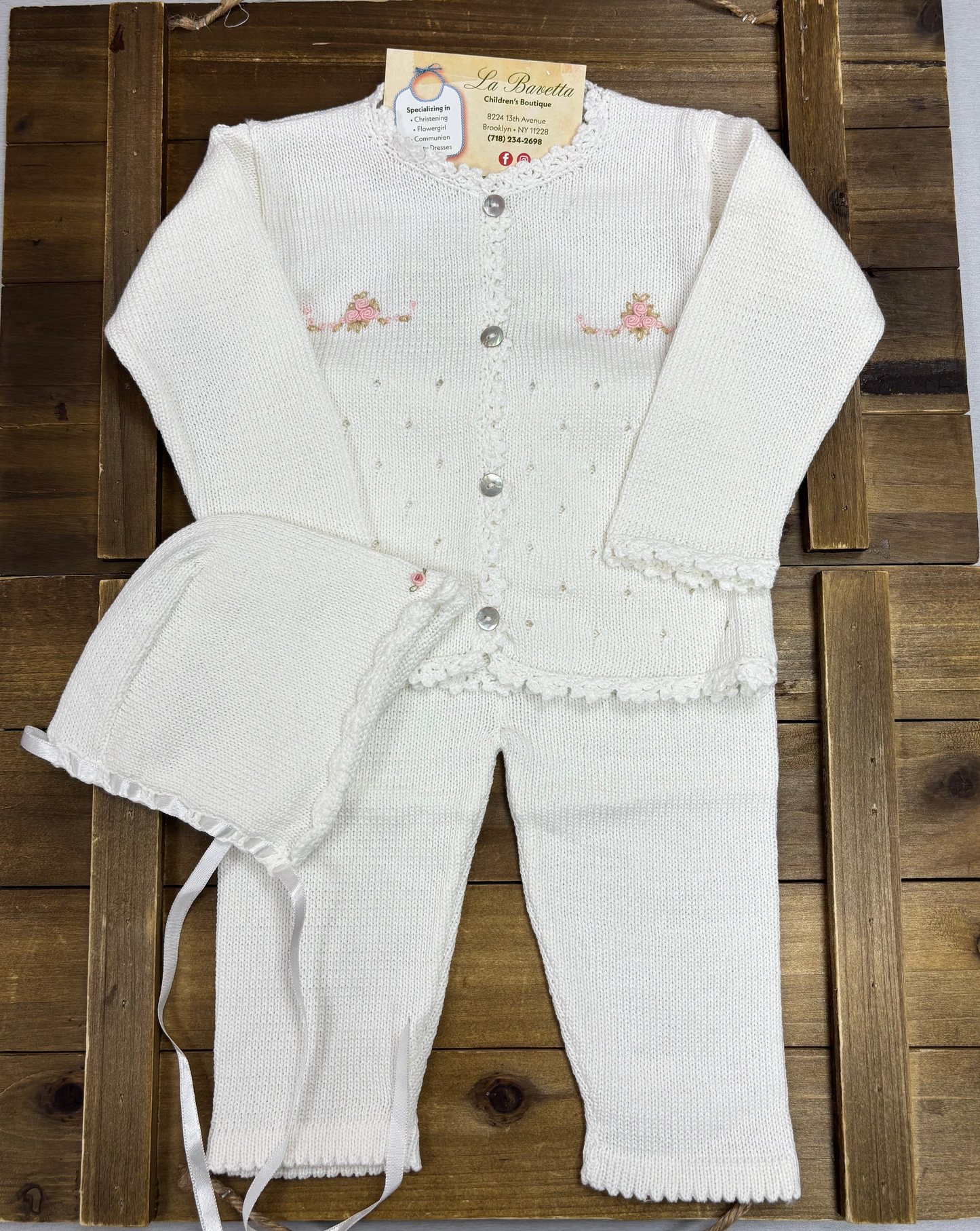 Baby Girl 3-Piece Knit Layette Set / Sophia