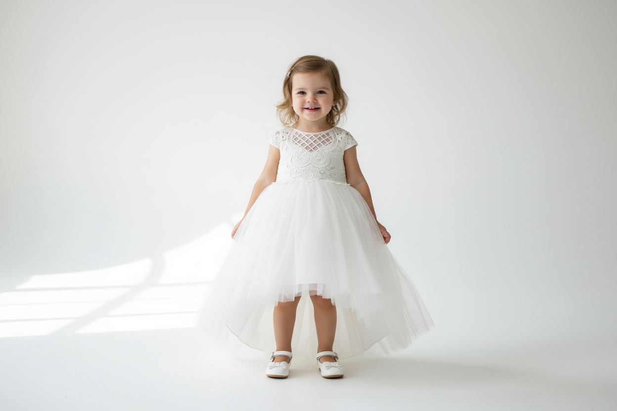 Beautiful high low Christening flower girl dress