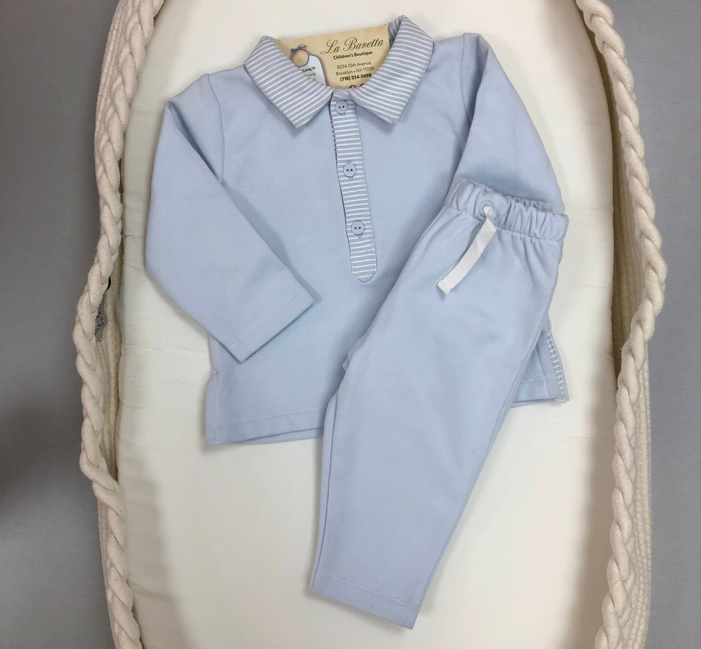 2pc light Blue Baby Boy casual pants set