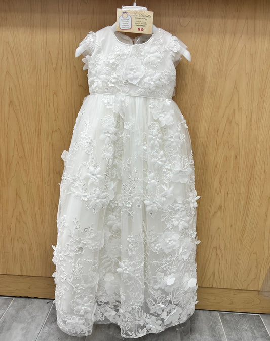 3D lace christening Dress