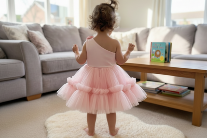 One shoulder Pink  Party Dress