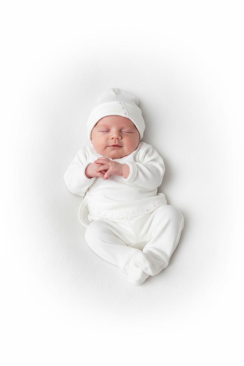 Baby Girl White & Pink Heart Cotton Take Home Set