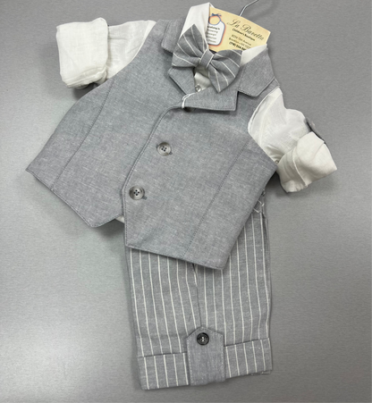 Italian Boys Formal Shorts Set | 4-Piece Vest & Bow Tie Outfit