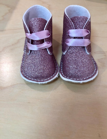 Girls pink sparkly soft shoes 7747