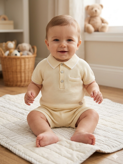 Baby Boy Knit Polo 2pc shorts  Set