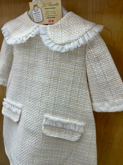 Girls Tweed Dress with Peter Pan Collar Made In Italy