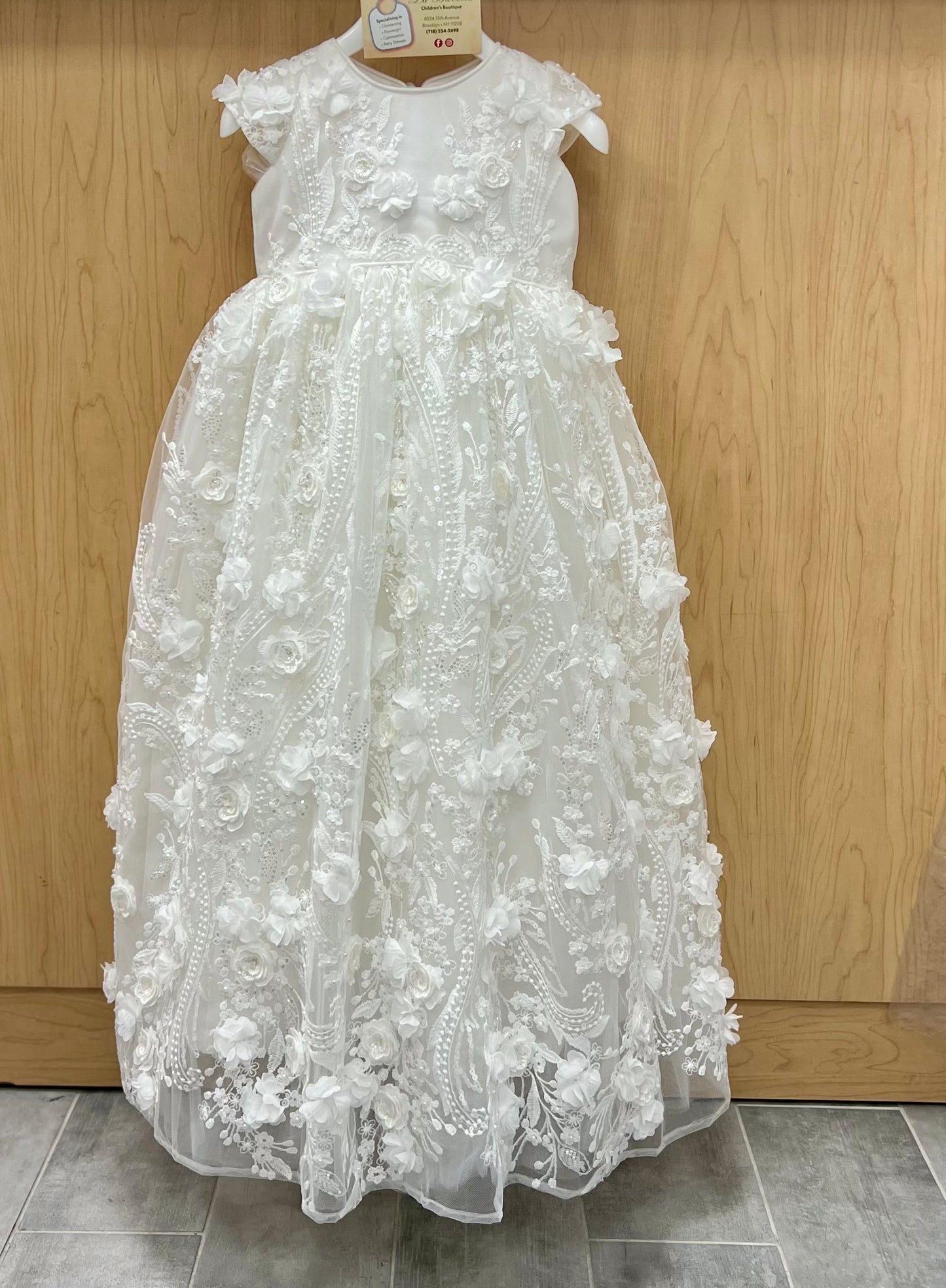3D Floral lace christening Dress