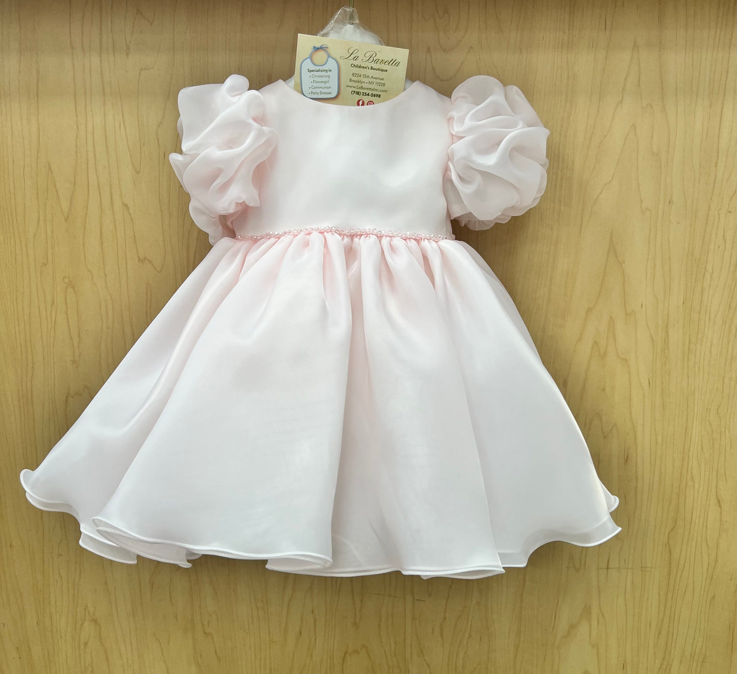 Pink Organza Dress with crystals Made In Italy