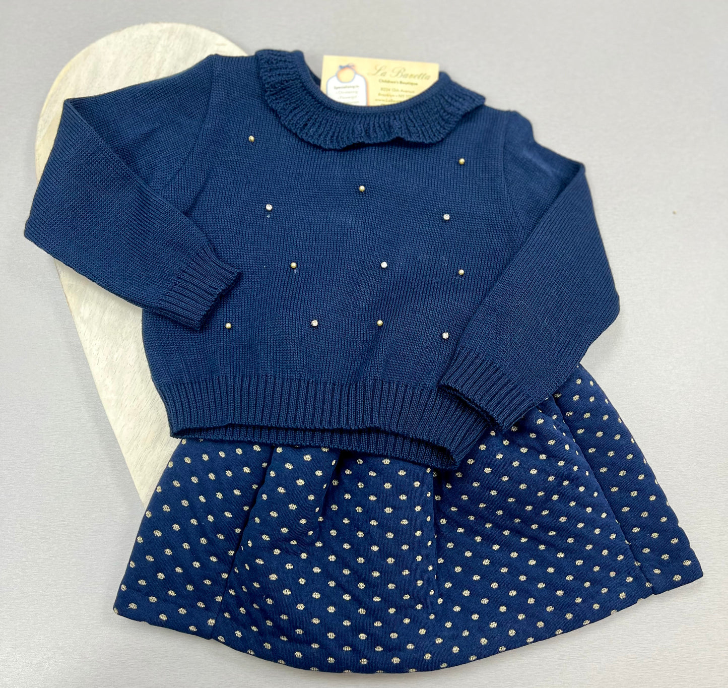Bimbalo 7443 2pc navy Blue skirt set made in Italy