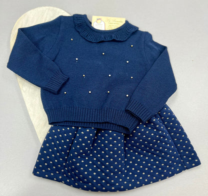 Bimbalo 7443 2pc navy Blue skirt set made in Italy