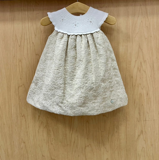 Cream knit Eyelet Baby girls Dress