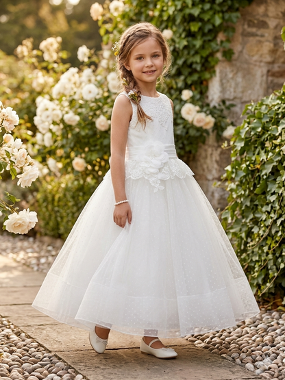 White Dress with Lace Detail Made In Italy