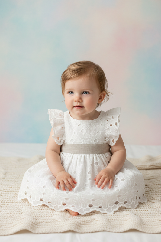 Bimbalo white Eyelet Dress made in Italy