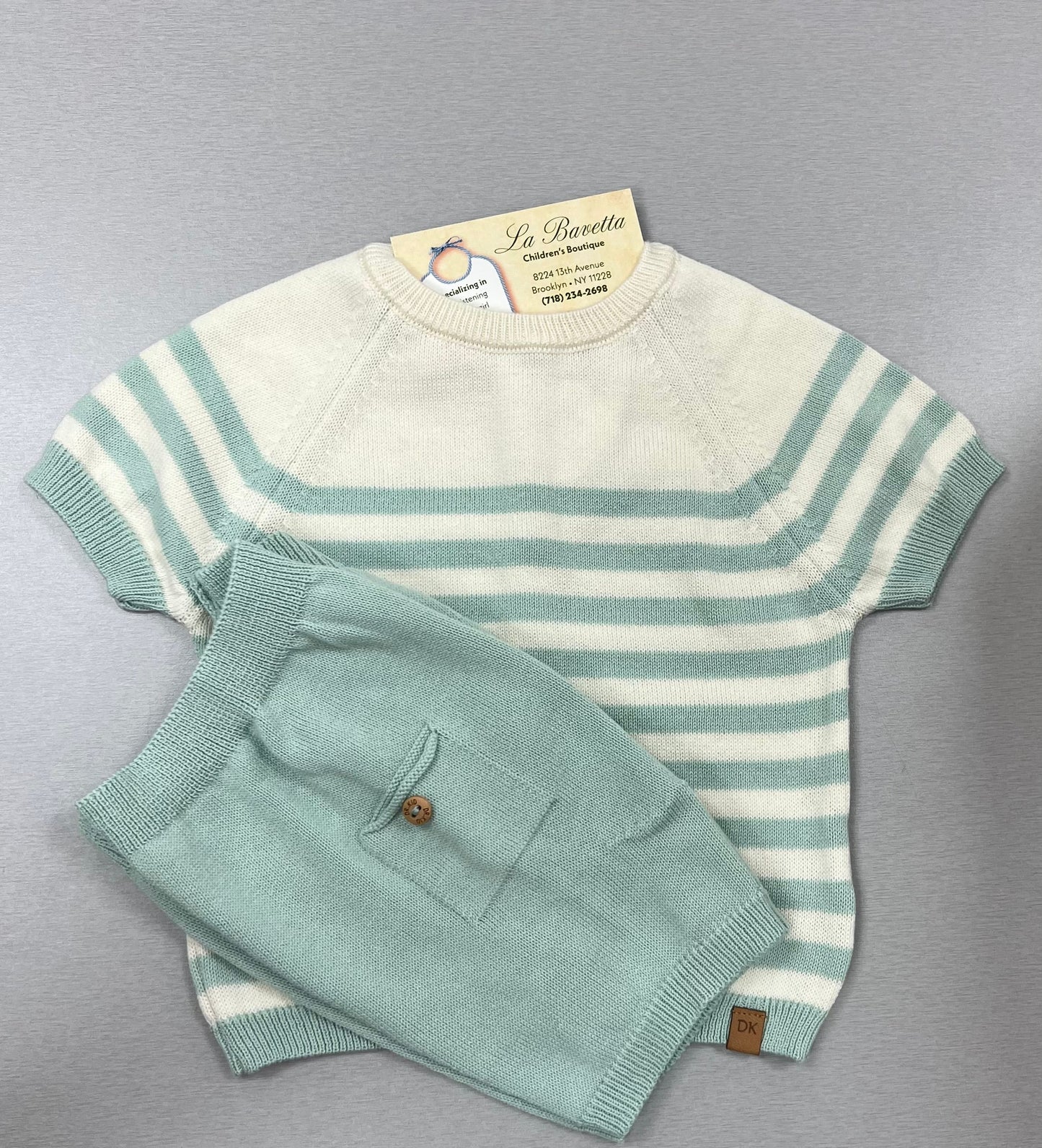 Mint Striped Knit Two-Piece Set